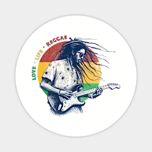 Rhythms of Peace: Reggae Guitarist Graphic Tee | Love, Life, Reggae Magnet